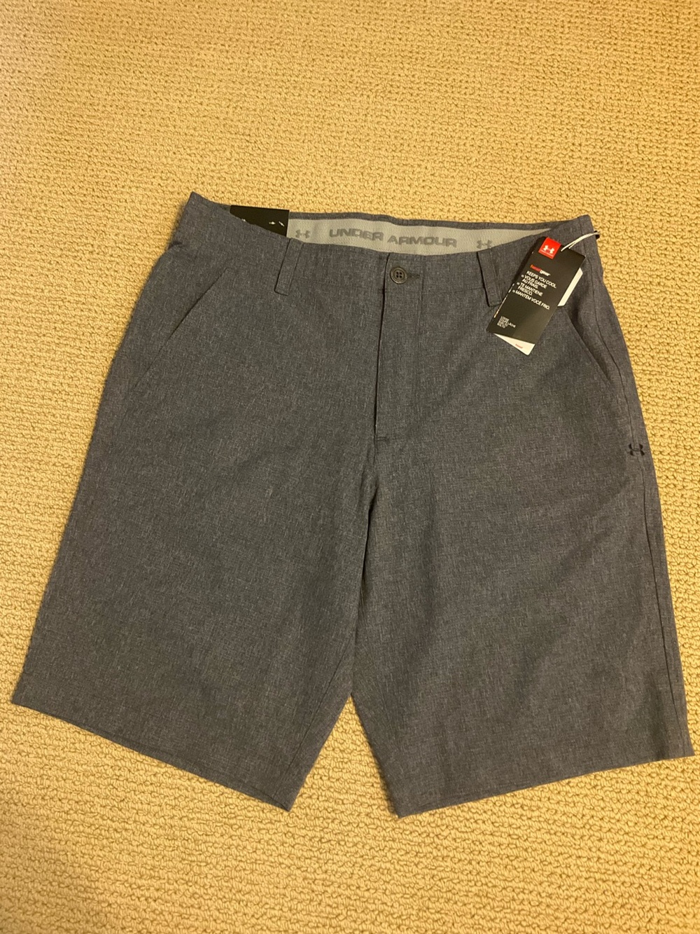 Under Armour Heatgear Men's Gray Blue Performance Golf Shorts NWT Size 32 Waist